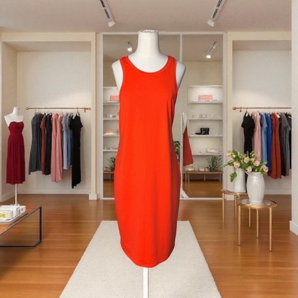 LEITH Racerback knit tank dress -‎ Orange / Red